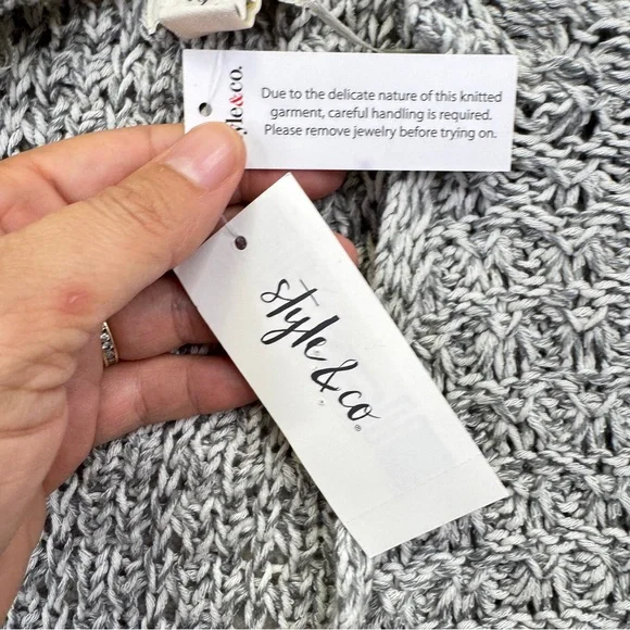 NWT Style & Co. Gray and Cream Knit Cardigan Sweater - Picture 8 of 12